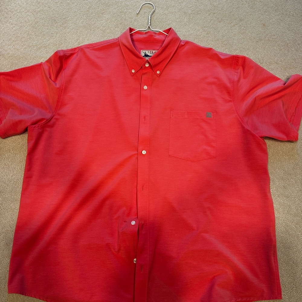 Huk Mens Coral Button Down Shirt